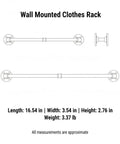 Space Saving Garment Rack for Entryway and Bedroom, Industrial Metal Clothes Rod dimensions and features illustration