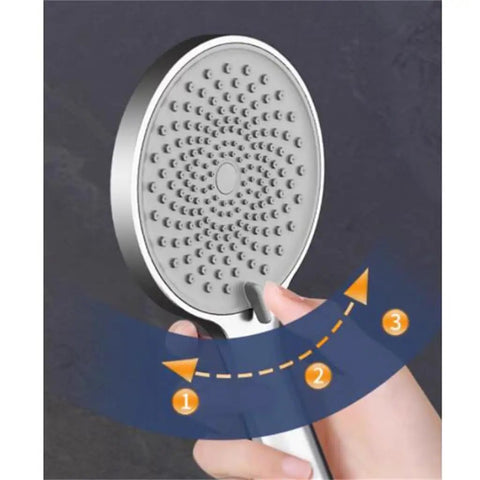 Handheld showerhead from the Top Shelf Bathroom Handheld Shower Set With Surface Mounted Faucet And Rust Proof 304 Stainless Steel Body Featuring Solid Copper Core.