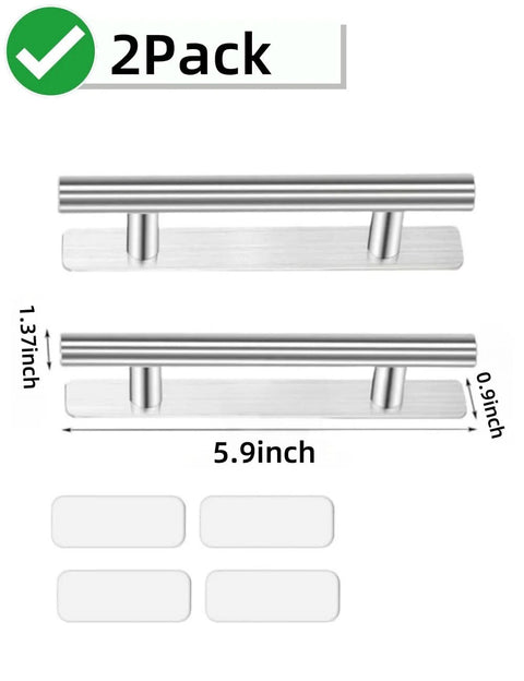 Two Pack Self Adhesive Drawer Handles Made From Corrosion Resistant Aluminum Alloy No Drilling Required Cabinet Pulls silver
