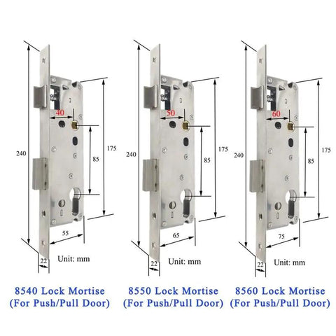 All Weather Smart Door Lock With Hella Durable Fingerprint Entry Smart App Control and Physical Key Backup sizes and measurements for push/pull doors.