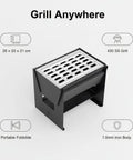 Compact Foldable Charcoal Grill For 1 To 2 People, Tabletop BBQ Cooker with 1.0mm iron body and portable foldable design.