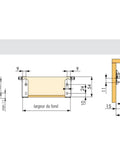 Technical diagram of 2 Pack Drawer Runners With Roller Guide For Partial Extension, Metal Roller System With Side Panels, White Finish, 54 Mm Height By 500 Mm Length, Slick Glide, Includes Nickel Plated Screws, Supports Up To 25 Kg, showing dimensions and structure details.