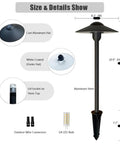 Low Voltage Path Lights Cast Aluminum Pathway And Driveway Lighting Kit with 8.3' wide aluminum hat and 20.9' tall stem details
