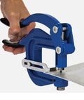 Deep Throat Sheet Metal Rivet Hole Punch Kit handheld tool in use on sheet metal with adjustable die sizes