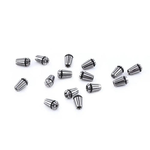 Thonlai 15 Pieces ER11 Spring Collet Set For CNC Milling Lathes High Precision Tool Holder Grip with labeled storage, showing collets.