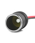Close-up of a 12V Add A Circuit Fuse Tap Adapter for car cigarette lighter, featuring a metal socket and 18 AWG cable connection.