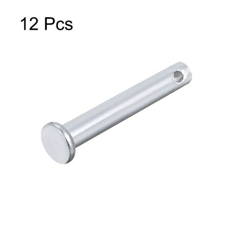 12 Pcs 6mm By 35mm Flat Head Zinc Plated Single Hole Clevis Pins In Solid Steel, Durable Link Hinge Pins For Shafts, Machinery, And D IY Projects, 12 Pieces, Silver Tone, Easy Fit And Reliable Connection, one pin shown