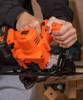 Top Shelf 5.5 Inch Cordless Circular Saw With 20V Battery And Quick Adjustable Bevel Up To 45 Degrees Comes With Rip Guide for precise cutting.