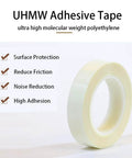 UHMW Polyethylene Tape For Surface Protection And Squeak Reduction, 0.75 Inch Wide, 5 Yards, 10 Mil Thick with features listed