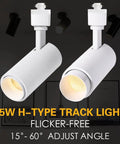 15W LED H Track Light Heads with Adjustable 15 to 60 Degree Beam, Daylight 4000K, 120V Halo Style Linear Track Lighting, White, 6 Pack