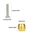 14 Piece Brass Olive and Steel Insert Kit for Disc Brake Hose BH90 Compatible MTB Hydraulic Brakes, showing olive and insert dimensions.