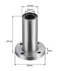 Rock Solid 12mm Linear Flanged Ball Bearing Slide Block With Slick Chrome Steel Balls For Precision Motion Control showing dimensions and steel material.