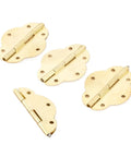 Four Pack Vintage Style Furniture Hinges 46x35mm For Cabinets, Drawers, Doors, And Jewelry Boxes, Classic Antique Gold Finish