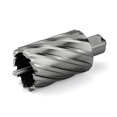 Annular cutter, side view, 3/4-inch diameter, Weldon shank, HSS for magnetic drill press