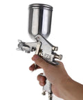 F75 Pneumatic Paint Sprayer With 1 5mm Nozzle, hand-held tool with 400cc cup, ideal for auto body work and furniture polish.
