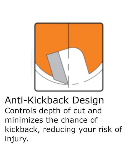 Illustration of anti-kickback design for Pro Grade Mortising Router Bit 1/2-Inch Diameter With 1/4-Inch Shank features