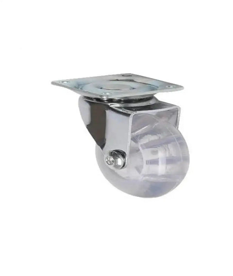 Four Pack 3 Inch PU Transparent Crystal Wheel Casters With Brakes For Cabinets And Furniture Universal Fit Easy Glide Flat Stem Mount