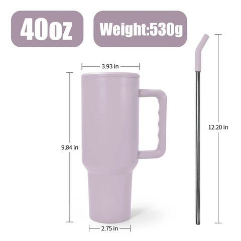 40 Oz Sublimation Tumbler With Detachable Handle 4 Pack Stainless Steel Insulated Water Bottle Travel Cup Matte Purple
