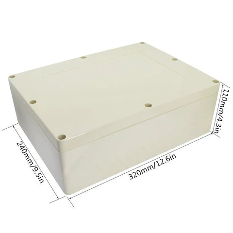 Heavy IP65 Waterproof Junction Box Universal Electrical Enclosure Built From ABS Plastic 320x240x110mm Pale Gray Side View