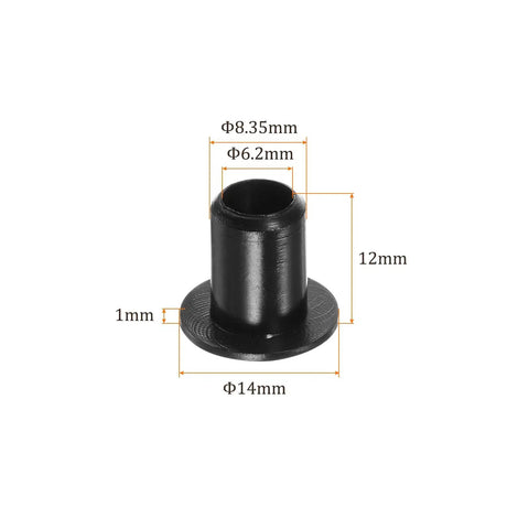 4 Pcs Nylon Flanged Sleeve Bearings 6.2mm Bore x 8.35mm OD x 12mm Length Black Nylon Bushings for Shafts, Oil Resistant, High Temperature, Great for DIY Projects and Small Machinery, black flanged bushing with dimensions
