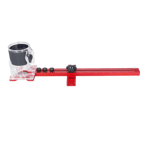 4 In 1 Router Jig Kit For Pro Woodworking Circle Cutting Guide Edge Trimmer Center Finder And Round Block Cutter With Built To Last Heavy Duty Aluminum Alloy Base 445mm Length For Cabinets And Furniture Making, red ruler base