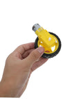 Electric Motor And Plastic Tire Wheel Set For RC Cars And Trucks held in hand, showing yellow motor and black tire