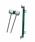 Double Pedal Linkage Set For Drum Kit Pro Grade Heavy Duty Bass Drum Pedal Driveshaft Replacement With Smooth Action For Faster Hits close-up, green metal