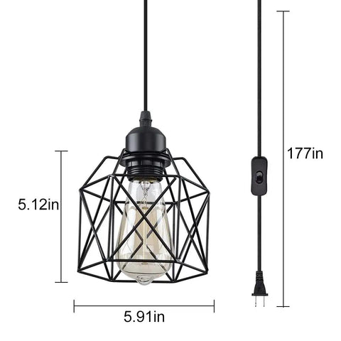 Sleek Matte Black Farmhouse Pendant Light Bringing Modern Industrial Vibe To Your Kitchen Island Or Dining Room Ceiling Hanging Fixture Quick Room Glow Up That Hits Different, geometric metal design, 5.12in x 5.91in dimensions.