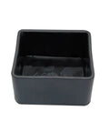 Black PVC square end cap for 1-5/8 inch strut channels, shown from top view, durable and flexible protection, pack of 10.