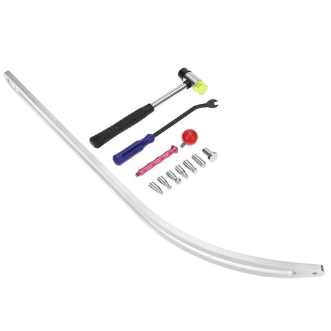 Car Dent Removal Tool Kit for DIY Auto Fender Repair, Stainless Steel Puller, Hook Rods, Lifter With Curved Rods, Rubber Mallet displayed