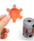 Flexible Rubber Jaw Coupling Insert Pad For CNC Machines, Shock Absorbing Center Cushion, shown with metal coupling kit
