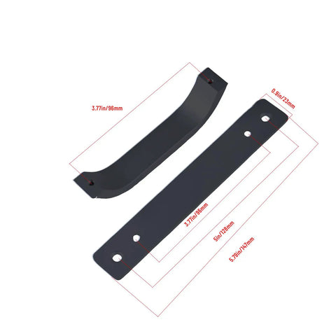 2 Pack 5 Inch Black Barn Door Handles Aluminum Cabinet Pulls For Closet Wardrobe Drawer Dresser And Cupboard Hardware Matte Black Finish Easy Install With Screws Included Ideal For Sliding Doors Furniture Update. Image shows measurements of black barn door handle pieces.