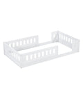 Twin Size Montessori Floor Bed With Safe Guardrails For Toddlers, White Wood Frame, Low To The Ground Design For Easy In And Out