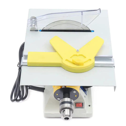 DIY Jewelry Lapidary Saw And Polisher Kit With 1.18 Inch Cut Depth, compact bench top view showing table saw and grinder