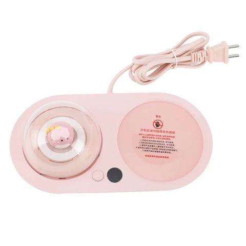 Smart Mug Warmer With Three Heat Levels And 20W Power To Keep Your Favorite Sips Piping Hot with pink ceramic base and power cord.