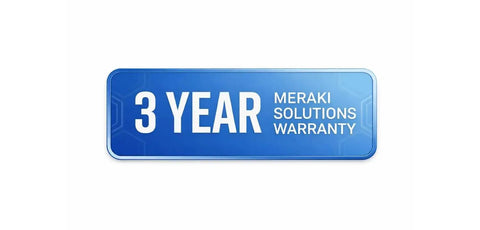 3 Year Meraki Solutions Warranty badge for Robust Mx105 Hw Enterprise Network Security Appliance With Straight Up Firewall Vpn Gateway And Advanced Threat Protection For Small Business Sd Wan Router Delivering Bang For Buck Performance Plus Three Year Warranty.