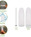 Gel Finger Protectors Silicone Fingertip Covers for all day finger pain relief with dimensions and usability features displayed