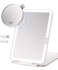 Rechargeable Travel Makeup Mirror With Light 7x5 Inch, USB-C cable, 10X magnifying LED, 3 color dimmable folding vanity mirror