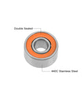 Hybrid ceramic ball bearing 3x8x4 mm, double-sealed with orange seal, 440C stainless steel