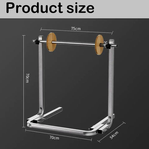 Heavy Duty Bubble Wrap Dispenser Built Like A Tank With Steel Frame Fits 60 70 And 80 Cm Rolls dimensions showing 75cm width and 70cm height.