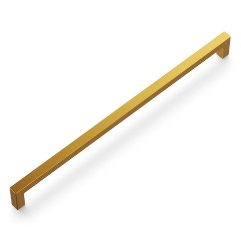 Solid Core Kitchen Cabinet Pulls In Brushed Golden Brass, 12 Inch Hole Center, Heavy Duty Luxury Handles For Cabinets, Doors And Dresser Drawers