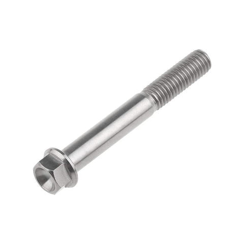 Titanium M8 hex flange bolt, 65mm length with a partially threaded shank, pack of 4
