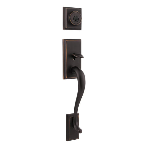 Hawthorne Front Door Lock Set With Deadbolt And Exterior Handleset, Venetian Bronze Finish, SmartKey Rekey Security