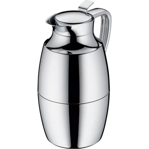 One Hand Pour Glass Vacuum Carafe 1 Liter Capacity With Chrome Plated Brass Thermal Dispenser Keeps Coffee Hot 12 Hours Cold 24 Hours