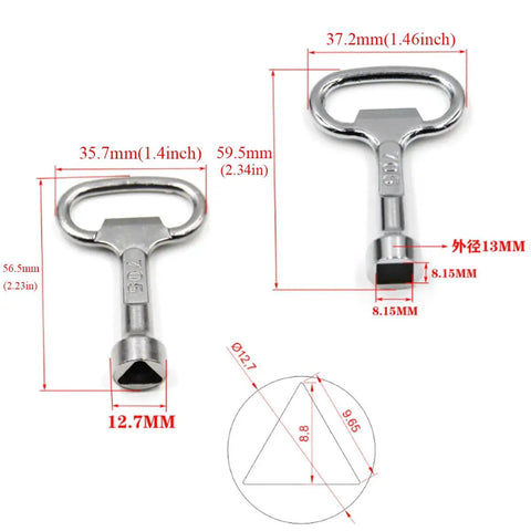 Triangle Key For Electrical Cabinets And Control Boxes, Square Key Wrench dimensions, zinc alloy, rust resistant; 4 pack image
