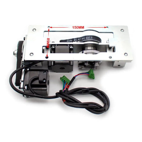 Slick Heavy Duty CNC 5th Axis Rotary Attachment With 4 Jaw Chuck For DIY Router And Engraving Machine Built Tough For Knockout Precision and Smooth Operation, showing motor and components.