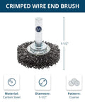 Heavy Duty One And One Half Inch Grinder Mounted Crimped Wire Wheel For Drill With One Quarter Inch Shank For Rust Removal