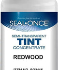 Knock Your Socks Off Redwood Semi Transparent Wood Stain Tint Concentrate in a white bottle, labeled redwood.