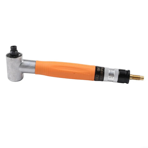 Top Shelf Right Angle Air Die Grinder Pencil Style Tool Pumping A Solid 70000 RPM Free Speed, metal with orange grip, for quick deburring.