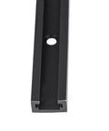 Close-up of black 4 Piece 48 Inch Aluminum T Track Set For Woodworking Jigs And Fixtures With Screws, Corrosion Resistant Anodized Aluminum T Track.